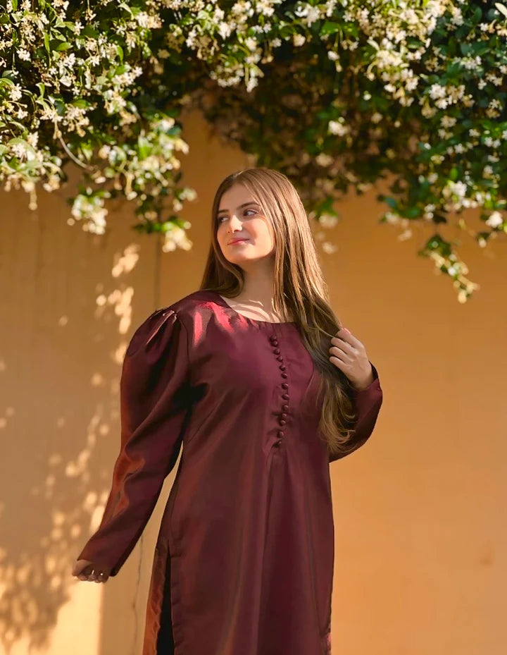 Farshi Shalwar suit 2-Piece Stitched with Buttons Suit for WomenFarshi Shalwar suit 2-Piece Stitched with Buttons Suit for Women