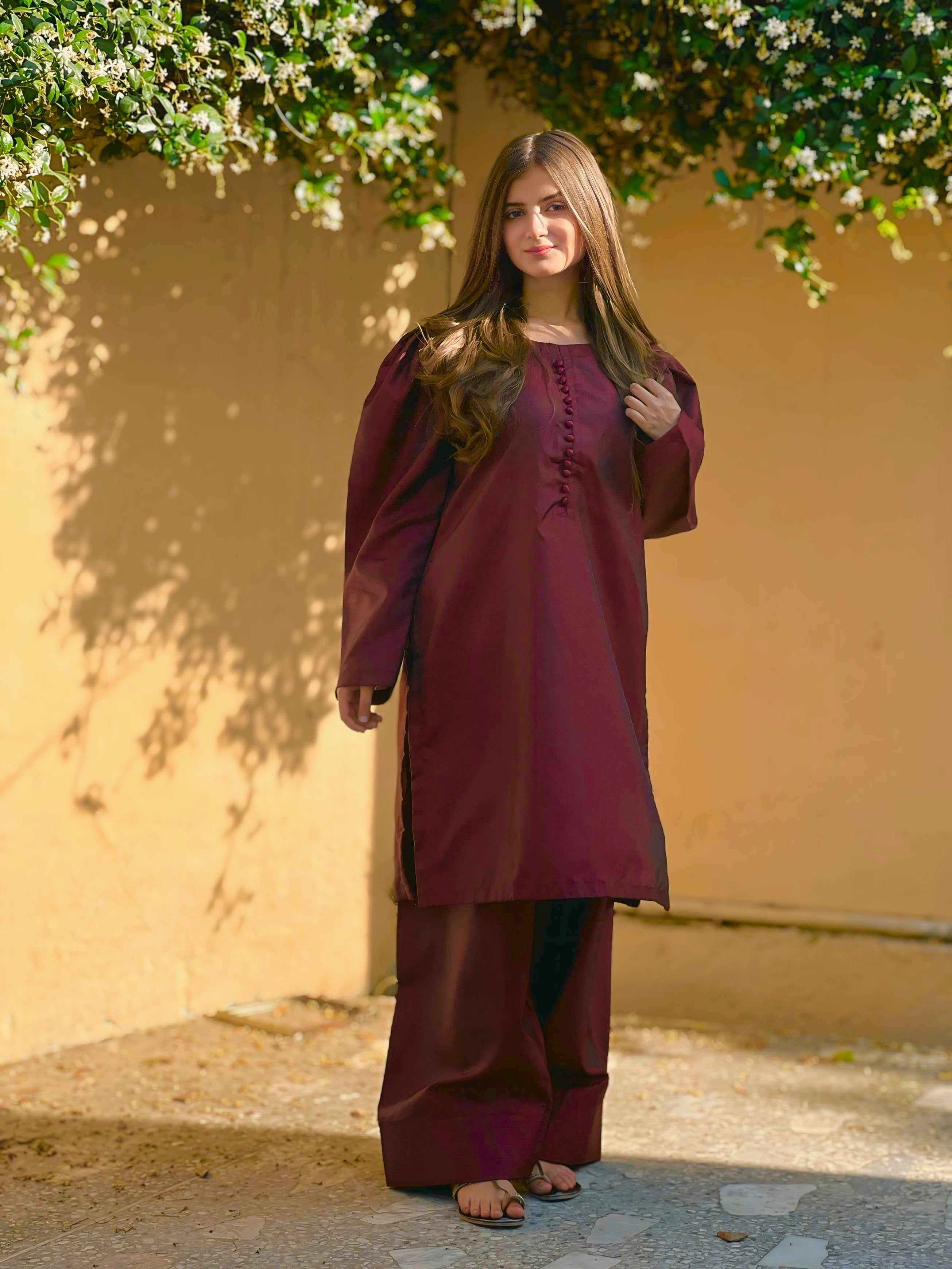 Farshi Shalwar suit 2-Piece Stitched with Buttons Suit for WomenFarshi Shalwar suit 2-Piece Stitched with Buttons Suit for Women
